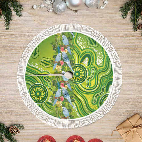 Budgerigar Australia Tree Skirt Aussie Common Parakeet Indigenous Art - Aussie Hoodie