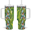 Budgerigar Australia Tumbler With Handle Aussie Common Parakeet Indigenous Art - Aussie Hoodie