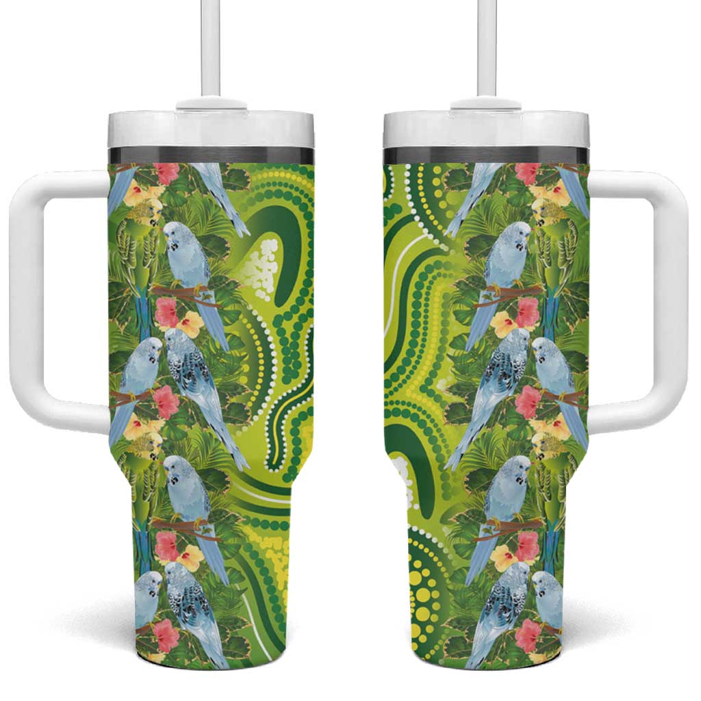 Budgerigar Australia Tumbler With Handle Aussie Common Parakeet Indigenous Art - Aussie Hoodie
