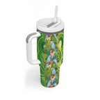 Budgerigar Australia Tumbler With Handle Aussie Common Parakeet Indigenous Art - Aussie Hoodie