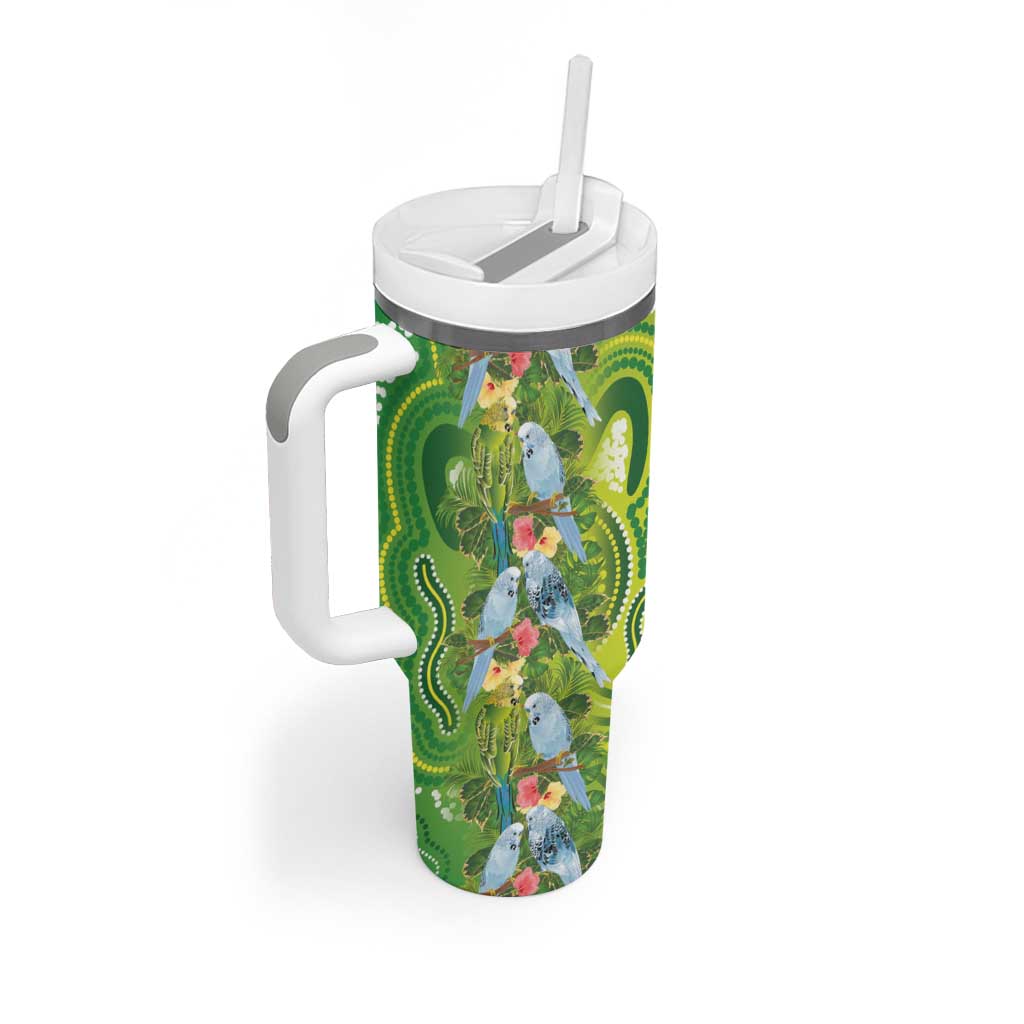 Budgerigar Australia Tumbler With Handle Aussie Common Parakeet Indigenous Art - Aussie Hoodie