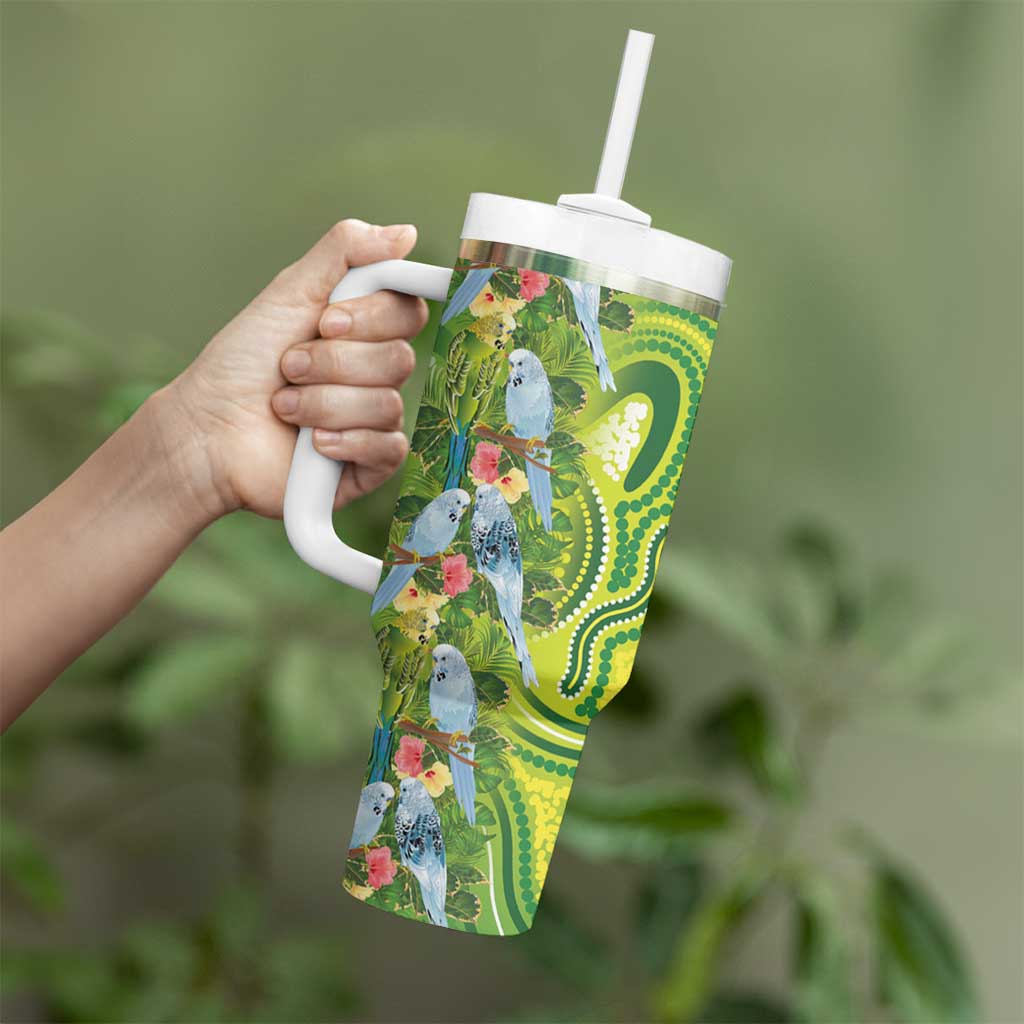 Budgerigar Australia Tumbler With Handle Aussie Common Parakeet Indigenous Art - Aussie Hoodie