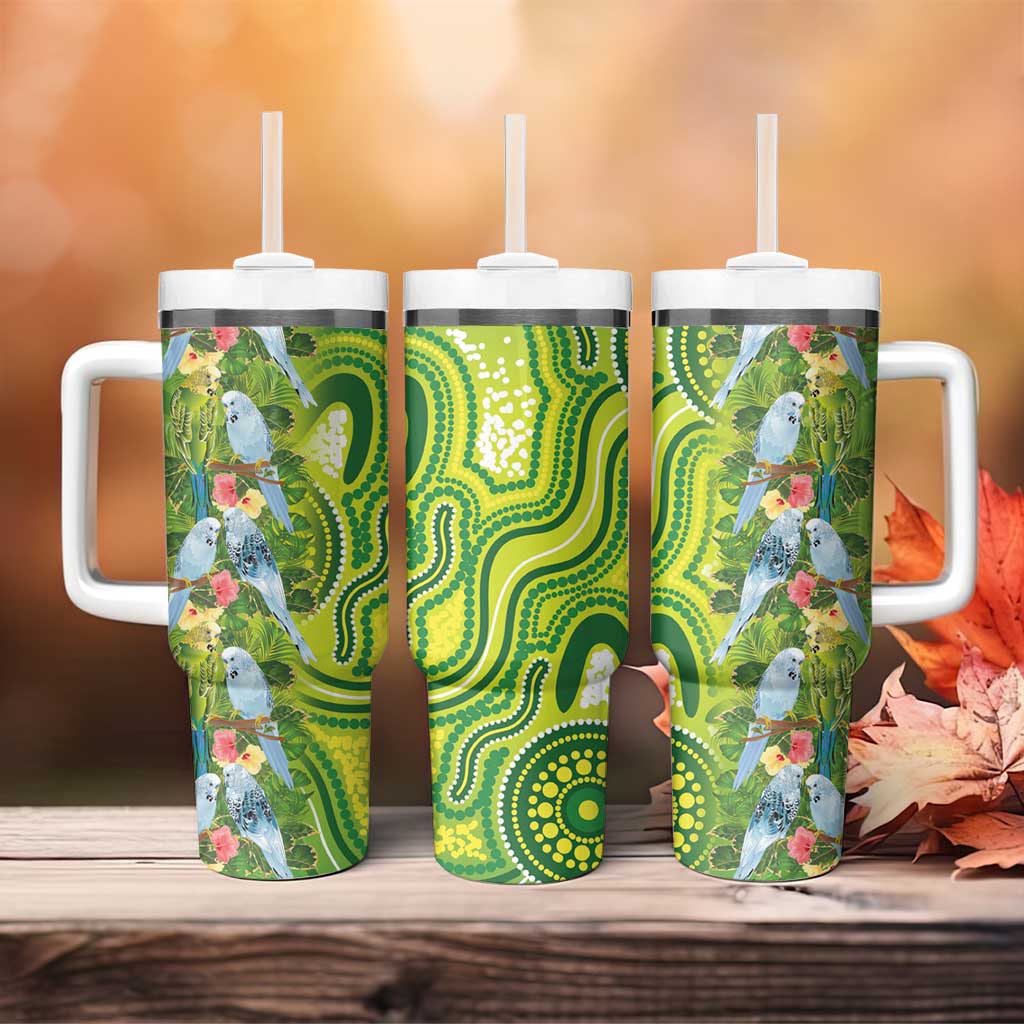 Budgerigar Australia Tumbler With Handle Aussie Common Parakeet Indigenous Art - Aussie Hoodie