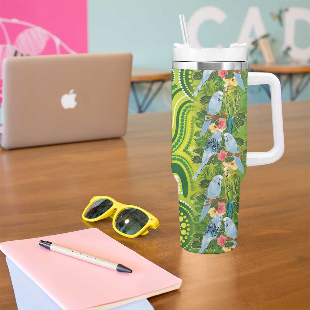 Budgerigar Australia Tumbler With Handle Aussie Common Parakeet Indigenous Art - Aussie Hoodie