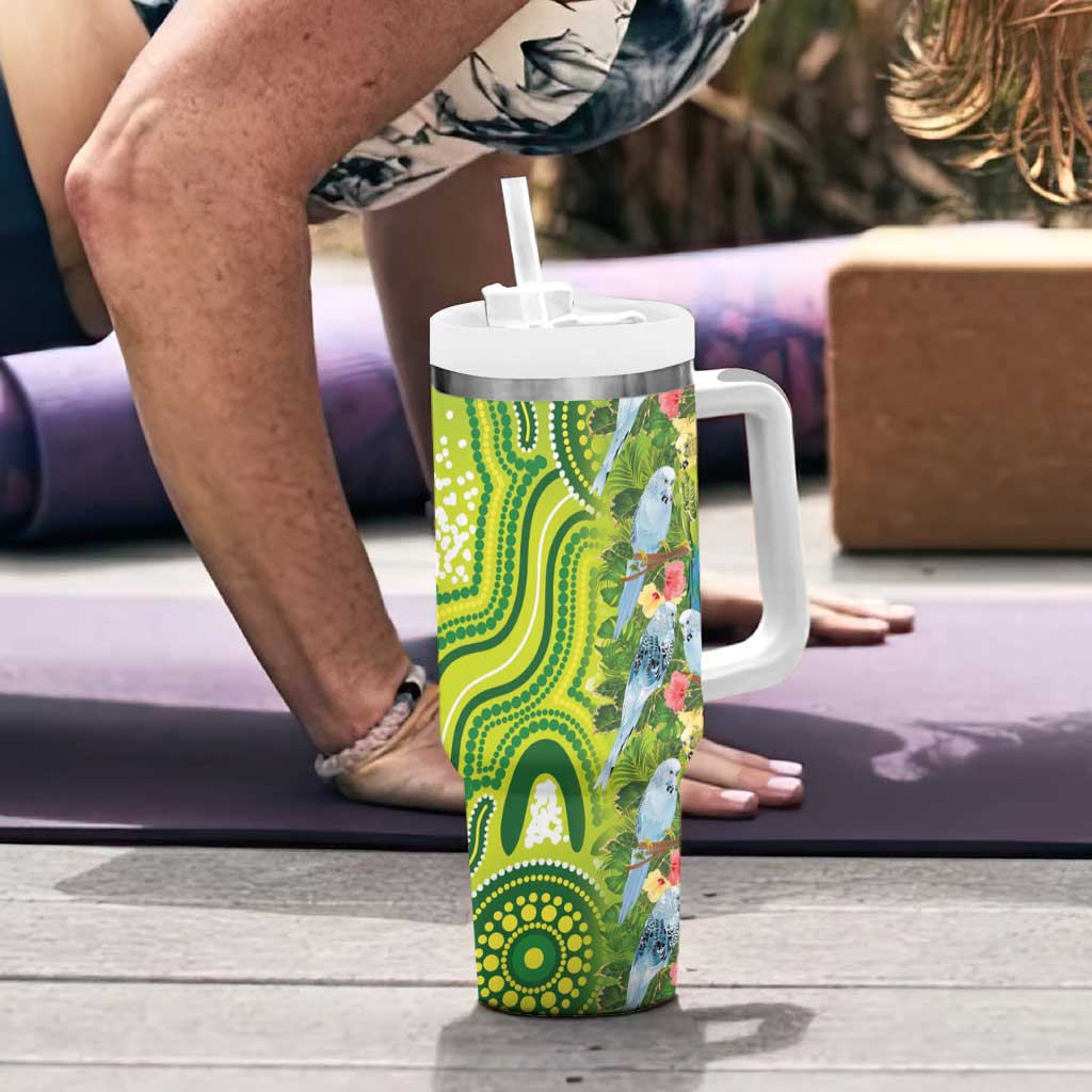 Budgerigar Australia Tumbler With Handle Aussie Common Parakeet Indigenous Art - Aussie Hoodie