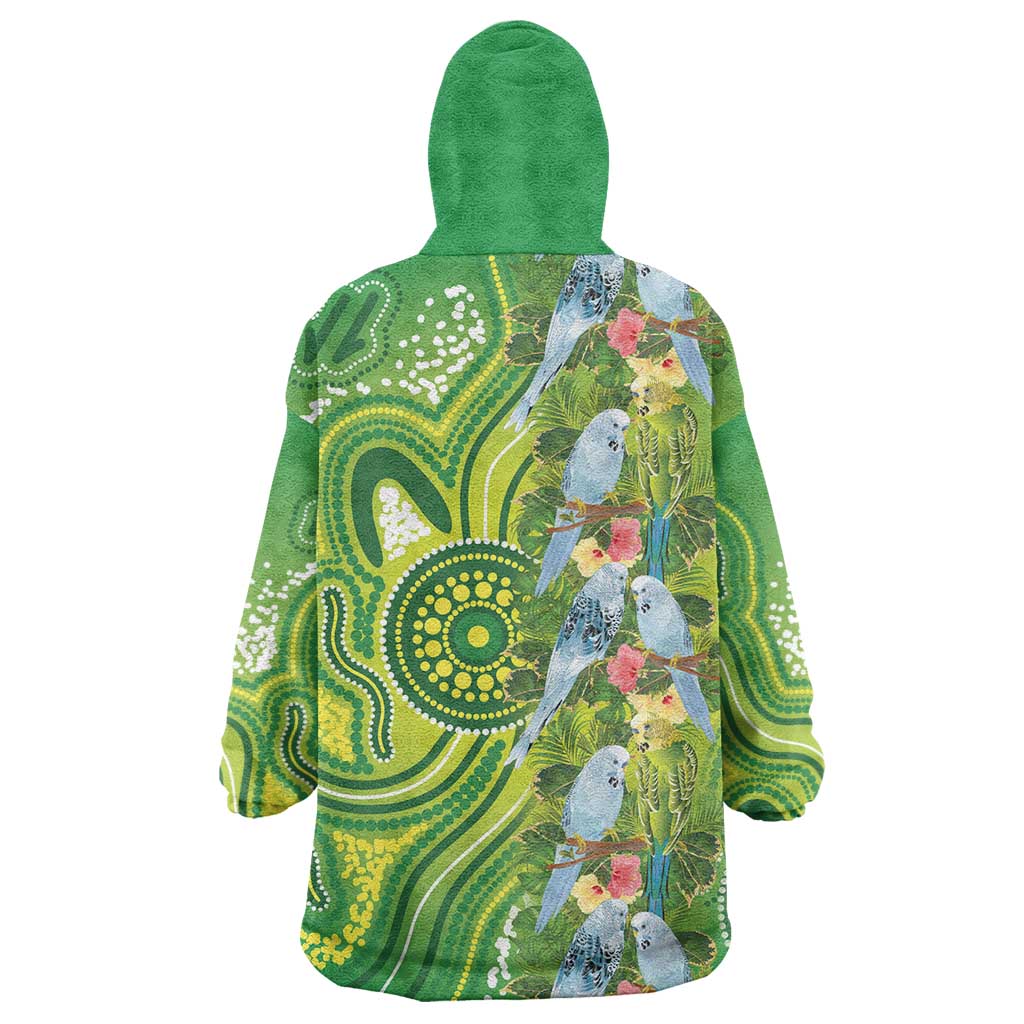 Budgerigar Australia Wearable Blanket Hoodie Aussie Common Parakeet Indigenous Art - Aussie Hoodie