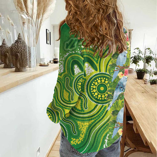 Budgerigar Australia Women Casual Shirt Aussie Common Parakeet Indigenous Art - Aussie Hoodie