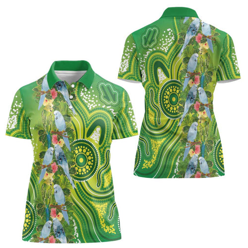 Budgerigar Australia Women Polo Shirt Aussie Common Parakeet Indigenous Art - Aussie Hoodie