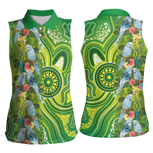 Budgerigar Australia Women Sleeveless Polo Shirt Aussie Common Parakeet Indigenous Art - Aussie Hoodie
