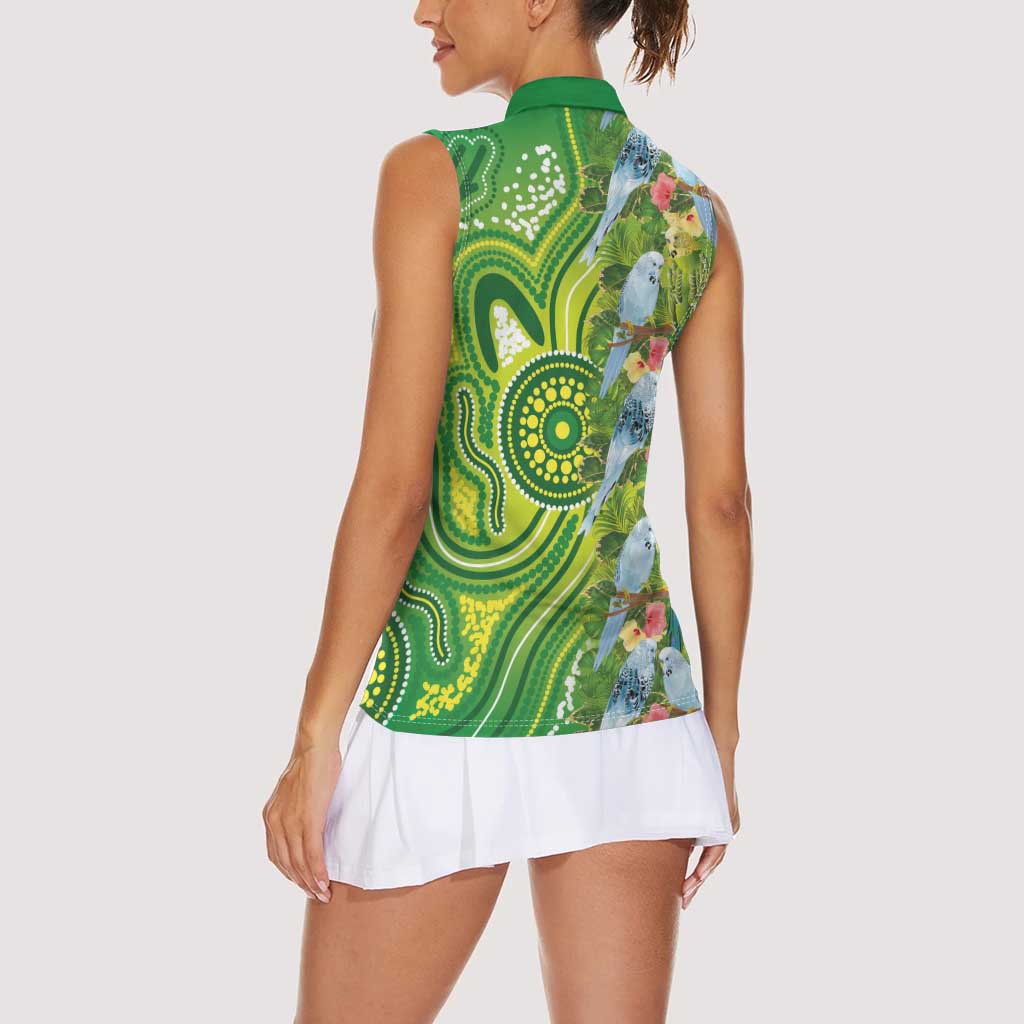 Budgerigar Australia Women Sleeveless Polo Shirt Aussie Common Parakeet Indigenous Art - Aussie Hoodie