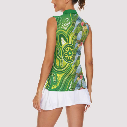 Budgerigar Australia Women Sleeveless Polo Shirt Aussie Common Parakeet Indigenous Art - Aussie Hoodie