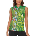 Budgerigar Australia Women Sleeveless Polo Shirt Aussie Common Parakeet Indigenous Art - Aussie Hoodie