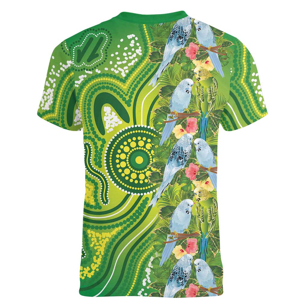 Budgerigar Australia Women V-Neck T-Shirt Aussie Common Parakeet Indigenous Art - Aussie Hoodie