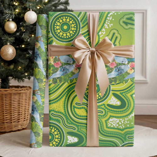 Budgerigar Australia Wrapping Paper Aussie Common Parakeet Indigenous Art - Aussie Hoodie