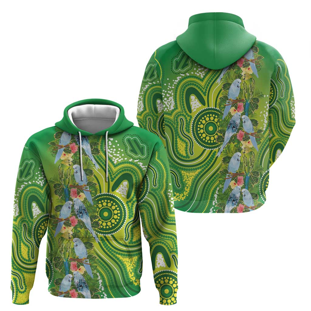 Budgerigar Australia Zip Hoodie Aussie Common Parakeet Indigenous Art - Aussie Hoodie