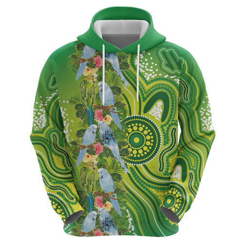 Budgerigar Australia Zip Hoodie Aussie Common Parakeet Indigenous Art - Aussie Hoodie