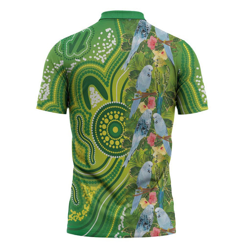 Budgerigar Australia Zipper Polo Shirt Aussie Common Parakeet Indigenous Art - Aussie Hoodie