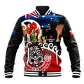 New Zealand Waitangi And ANZAC Day Baseball Jacket Aotearoa Maori Tiki With Last Post