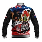 New Zealand Waitangi And ANZAC Day Baseball Jacket Aotearoa Maori Tiki With Last Post