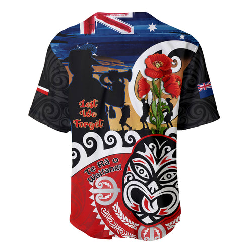 New Zealand Waitangi And ANZAC Day Baseball Jersey Aotearoa Maori Tiki With Last Post
