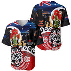 New Zealand Waitangi And ANZAC Day Baseball Jersey Aotearoa Maori Tiki With Last Post
