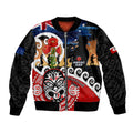 New Zealand Waitangi And ANZAC Day Bomber Jacket Aotearoa Maori Tiki With Last Post