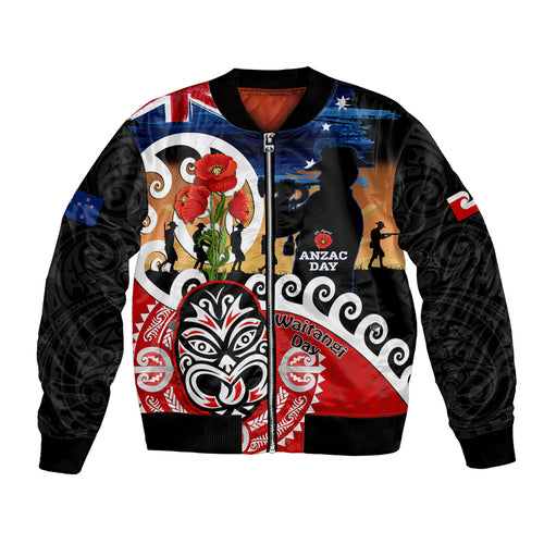New Zealand Waitangi And ANZAC Day Bomber Jacket Aotearoa Maori Tiki With Last Post