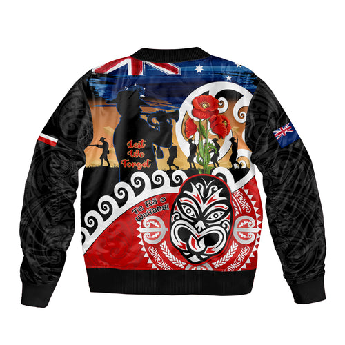 New Zealand Waitangi And ANZAC Day Bomber Jacket Aotearoa Maori Tiki With Last Post