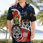New Zealand Waitangi And ANZAC Day Hawaiian Shirt Aotearoa Maori Tiki With Last Post