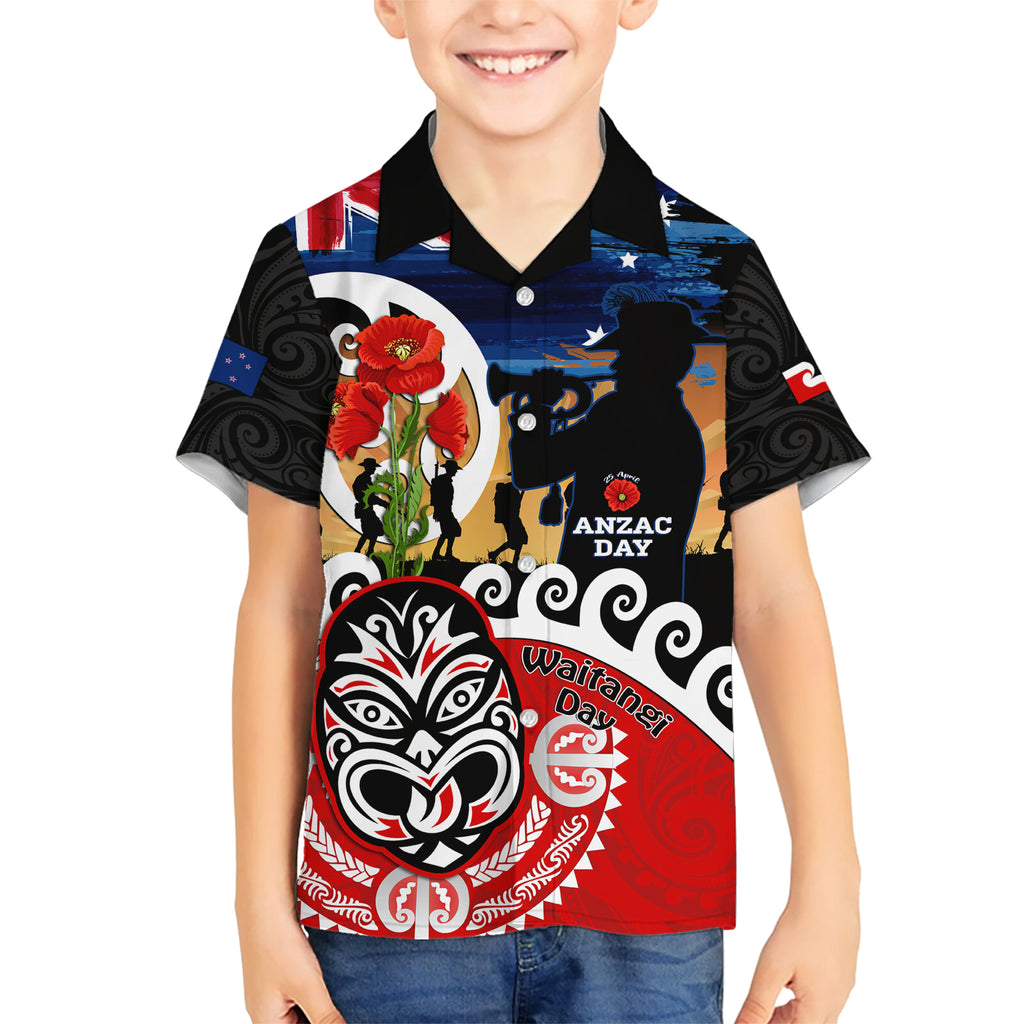 New Zealand Waitangi And ANZAC Day Hawaiian Shirt Aotearoa Maori Tiki With Last Post