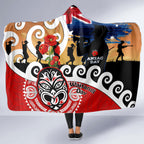 New Zealand Waitangi And ANZAC Day Hooded Blanket Aotearoa Maori Tiki With Last Post