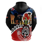 New Zealand Waitangi And ANZAC Day Hoodie Aotearoa Maori Tiki With Last Post