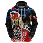 New Zealand Waitangi And ANZAC Day Hoodie Aotearoa Maori Tiki With Last Post
