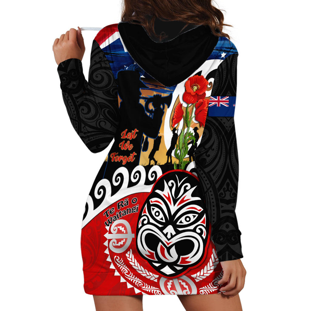 New Zealand Waitangi And ANZAC Day Hoodie Dress Aotearoa Maori Tiki With Last Post