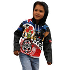 New Zealand Waitangi And ANZAC Day Kid Hoodie Aotearoa Maori Tiki With Last Post