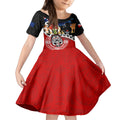 New Zealand Waitangi And ANZAC Day Kid Short Sleeve Dress Aotearoa Maori Tiki With Last Post
