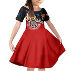New Zealand Waitangi And ANZAC Day Kid Short Sleeve Dress Aotearoa Maori Tiki With Last Post