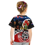 New Zealand Waitangi And ANZAC Day Kid T Shirt Aotearoa Maori Tiki With Last Post