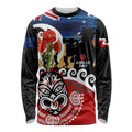 New Zealand Waitangi And ANZAC Day Long Sleeve Shirt Aotearoa Maori Tiki With Last Post