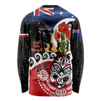 New Zealand Waitangi And ANZAC Day Long Sleeve Shirt Aotearoa Maori Tiki With Last Post