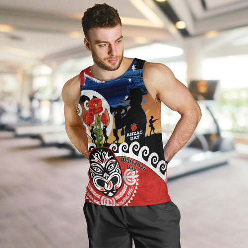 New Zealand Waitangi And ANZAC Day Men Tank Top Aotearoa Maori Tiki With Last Post