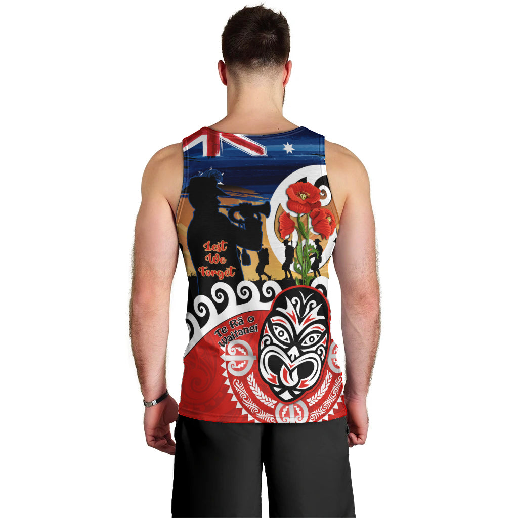 New Zealand Waitangi And ANZAC Day Men Tank Top Aotearoa Maori Tiki With Last Post