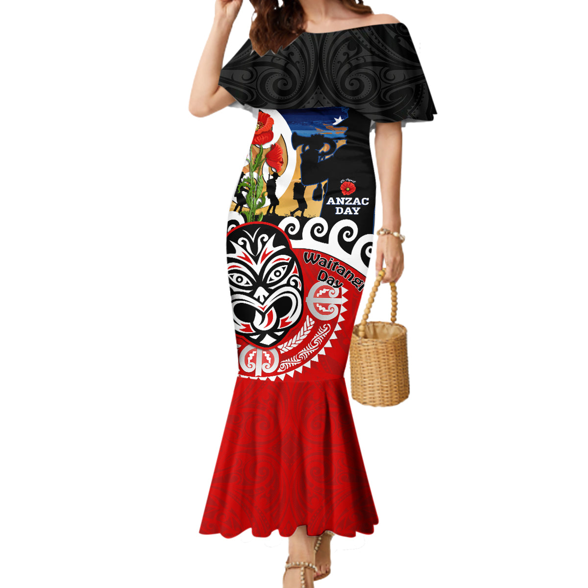 New Zealand Waitangi And ANZAC Day Mermaid Dress Aotearoa Maori Tiki With Last Post