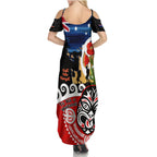 New Zealand Waitangi And ANZAC Day Summer Maxi Dress Aotearoa Maori Tiki With Last Post