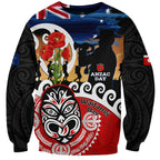 New Zealand Waitangi And ANZAC Day Sweatshirt Aotearoa Maori Tiki With Last Post