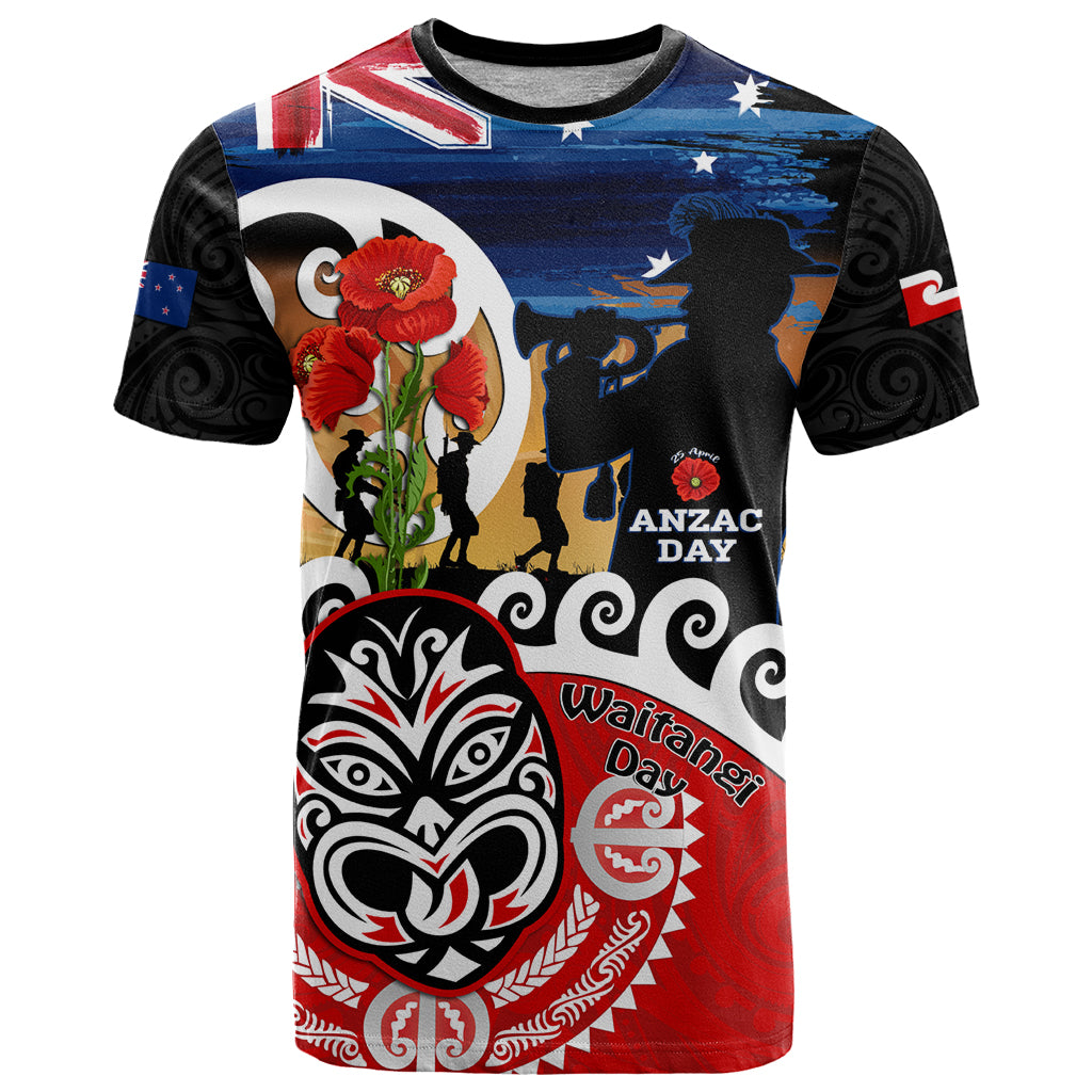 New Zealand Waitangi And ANZAC Day T Shirt Aotearoa Maori Tiki With Last Post