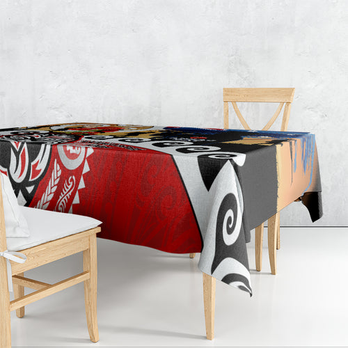 New Zealand Waitangi And ANZAC Day Tablecloth Aotearoa Maori Tiki With Last Post