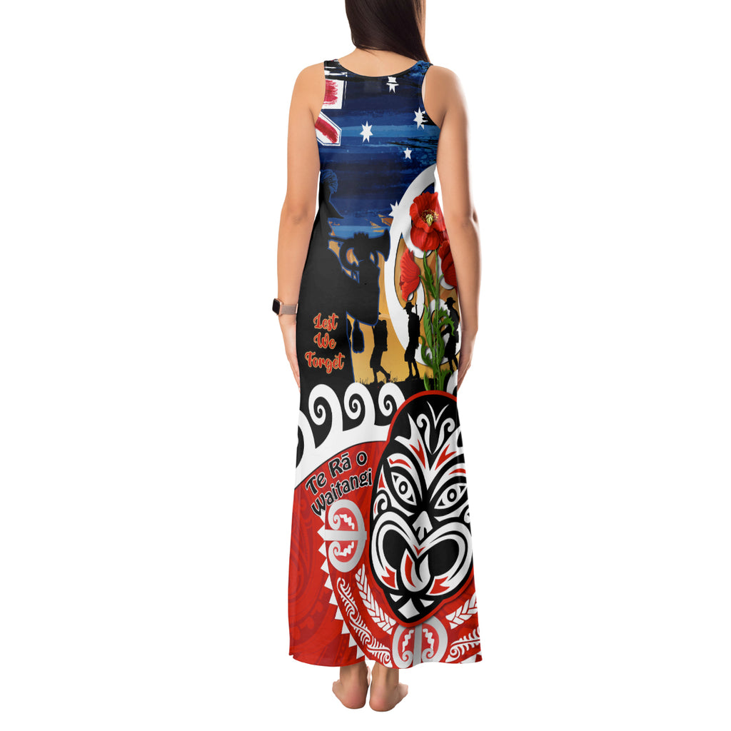 New Zealand Waitangi And ANZAC Day Tank Maxi Dress Aotearoa Maori Tiki With Last Post