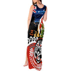 New Zealand Waitangi And ANZAC Day Tank Maxi Dress Aotearoa Maori Tiki With Last Post