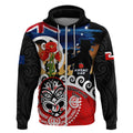 New Zealand Waitangi And ANZAC Day Zip Hoodie Aotearoa Maori Tiki With Last Post